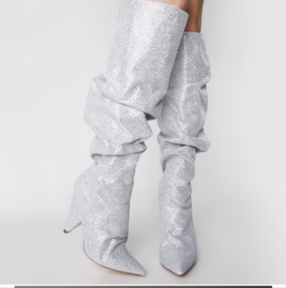 Cape Robbin Silver Sparkle Heeled Boots